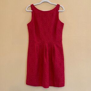 Banana Republic Geometric Lace Sleeveless Dress Rich Magenta Party Cocktail Sz 8